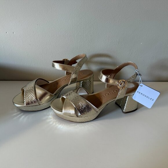 NIB Aerosoles Cosmos Soft Gold Leather 7.5 M - Picture 5 of 8